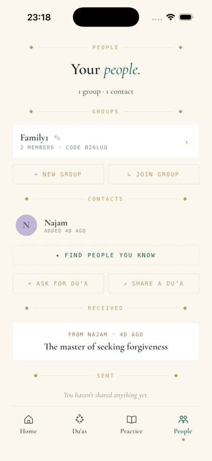 Sharing a du'a with someone